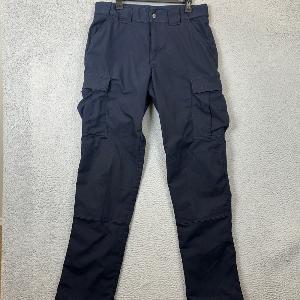 5.11 Tactical Pants Men 34X36 Ripstop Blue Cargo Utility Workwear Flat Front EUC